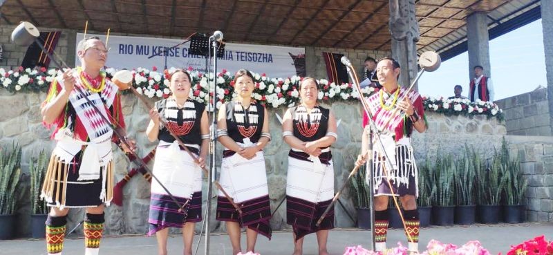 Folk songs being presented during the Rio and Kense clan day on January 29 in Tuophema Village. (Morung Photo)